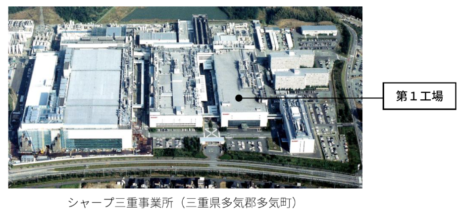 夏普簽署協議，出售日本三重事務所第1工廠