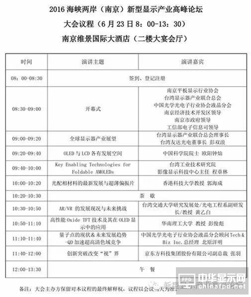 2016海峽兩岸（南京）新型顯示產業高峰論壇即將召開！